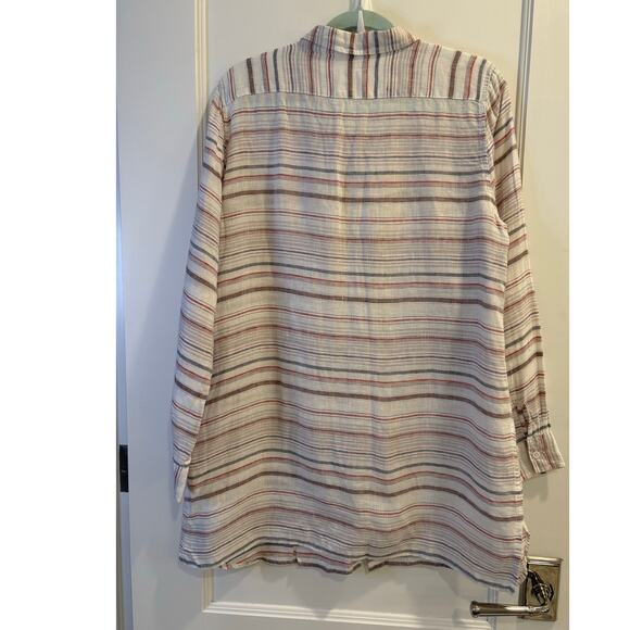 Garnet Hill Size Medium 100% Linen Striped Easy Tunic Top - Picture 3 of 6